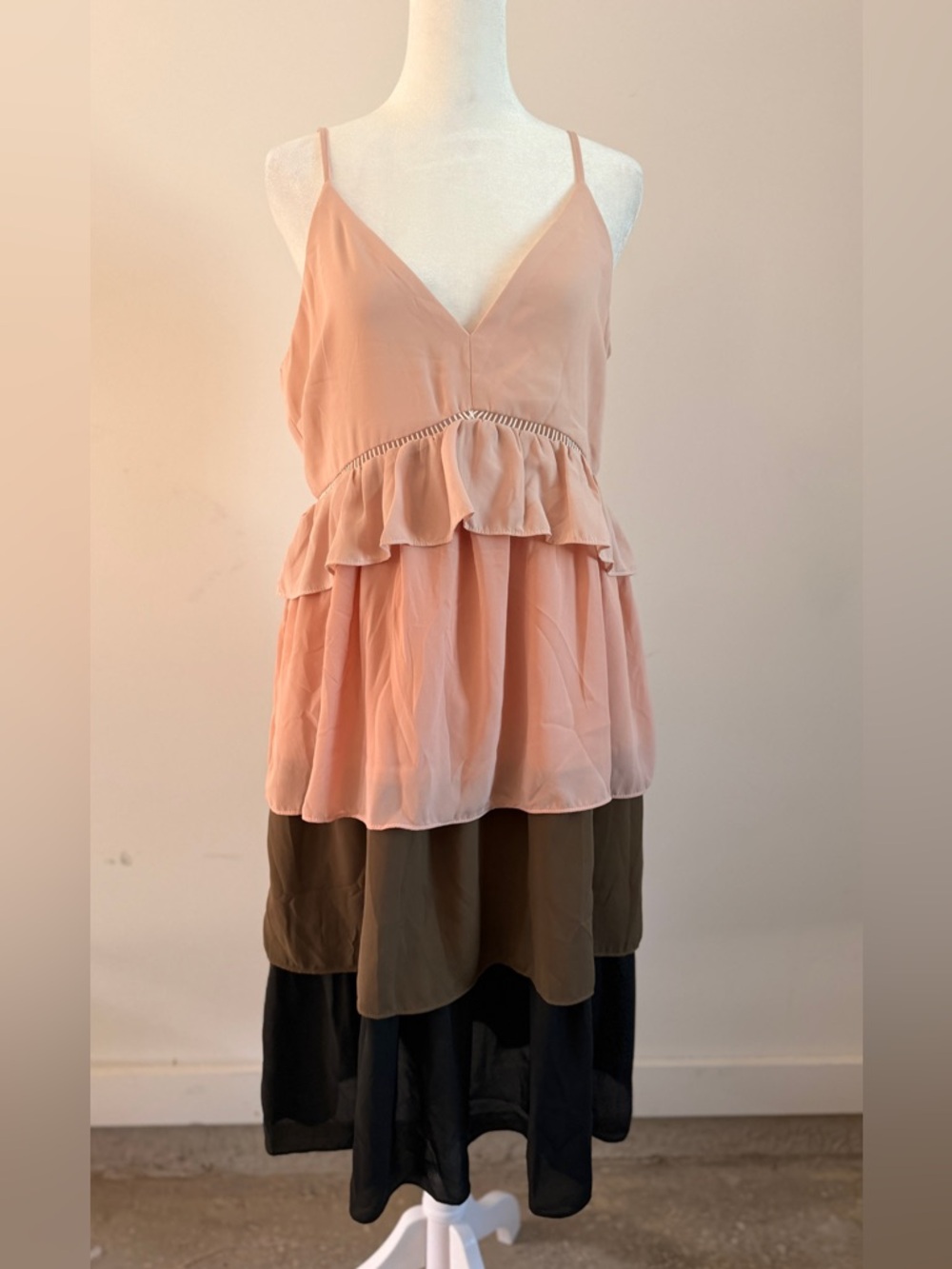 English Factory Peach Tiered V-Neck Ruffle Camisole